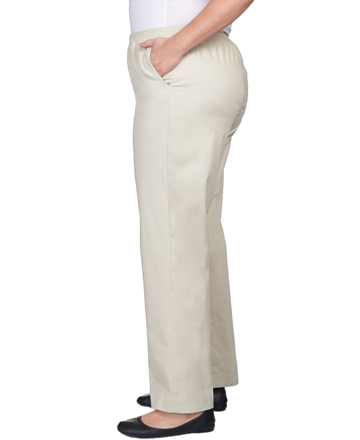 Alfred Dunner Plus Size Mid-rise Straight Leg Short Length Casual Pants In Neutral