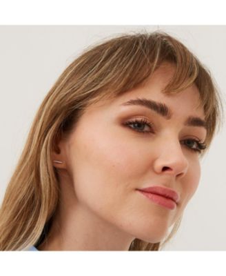 Sterling Silver Zirconia Bar Stud Earring