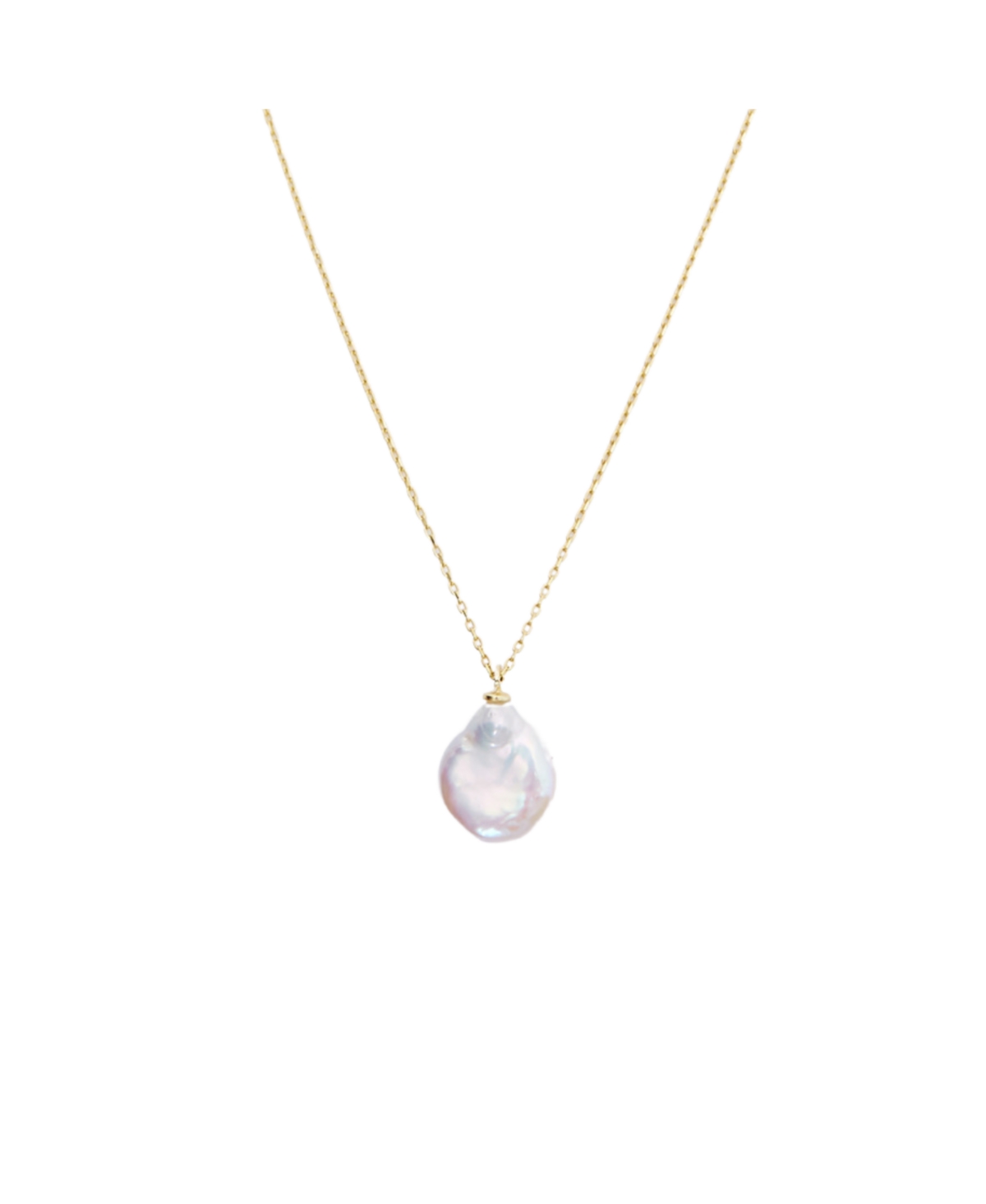 Baroque Flat Pearl Pendant Necklace Sterling Silver - Silver