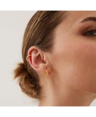 Bead Hoop Sterling Silver Earring