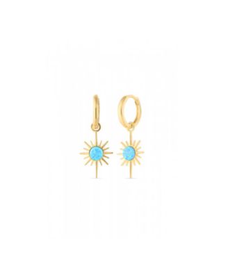 Blue Opal Northernstar Drop Hoop Earring Sterling Silver