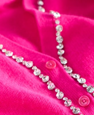 Women's 100% Cashmere V-Neck Rhinestone Cardigan, Macy's Exclusive