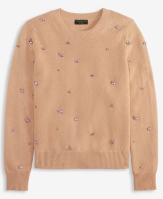 Women's 100% Cashmere Embellished Chunky Crewneck Sweaters, Macy's Exclusive