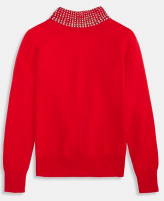 Women's 100% Cashmere Rhinestone Mock Neck Sweater, Macy's Exclusive