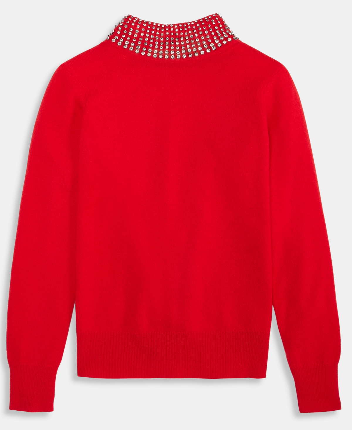 Charter Club Women's 100% Cashmere Rhinestone Mock Neck Sweater, Macy's Exclusive In Red