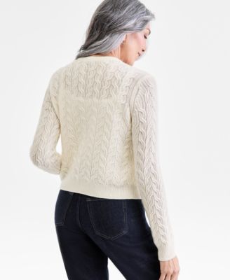 Women's 100% Cashmere Embellished Cable-Knit Cardigan, Macy's Exclusive