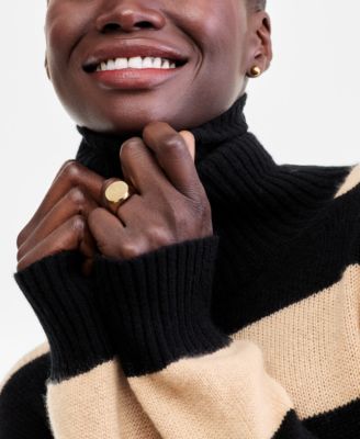 Women's 100% Cashmere Rugby Stripe Step-Hem Turtleneck Sweater, Macy's Exclusive 