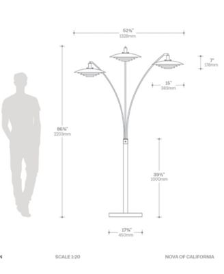 84" Metal Rancho Mirage 3 Light Arc Floor Lamp