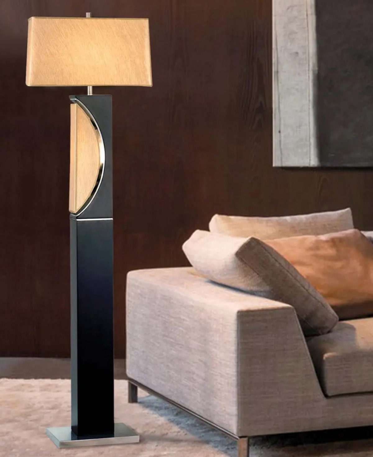 Nova Of California 63" Metal Half Moon Floor Lamp In Black