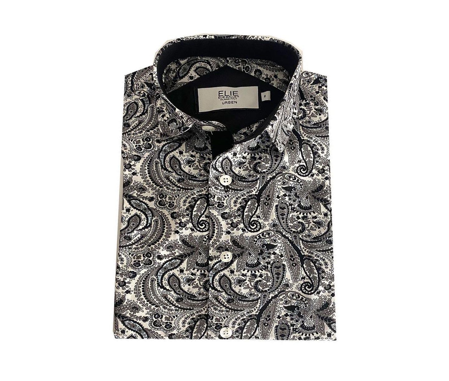 Рубашка Elie Balleh Black Paisley Slim Fit Shirt для мальчиков, цвет: Чёрный — фото 1