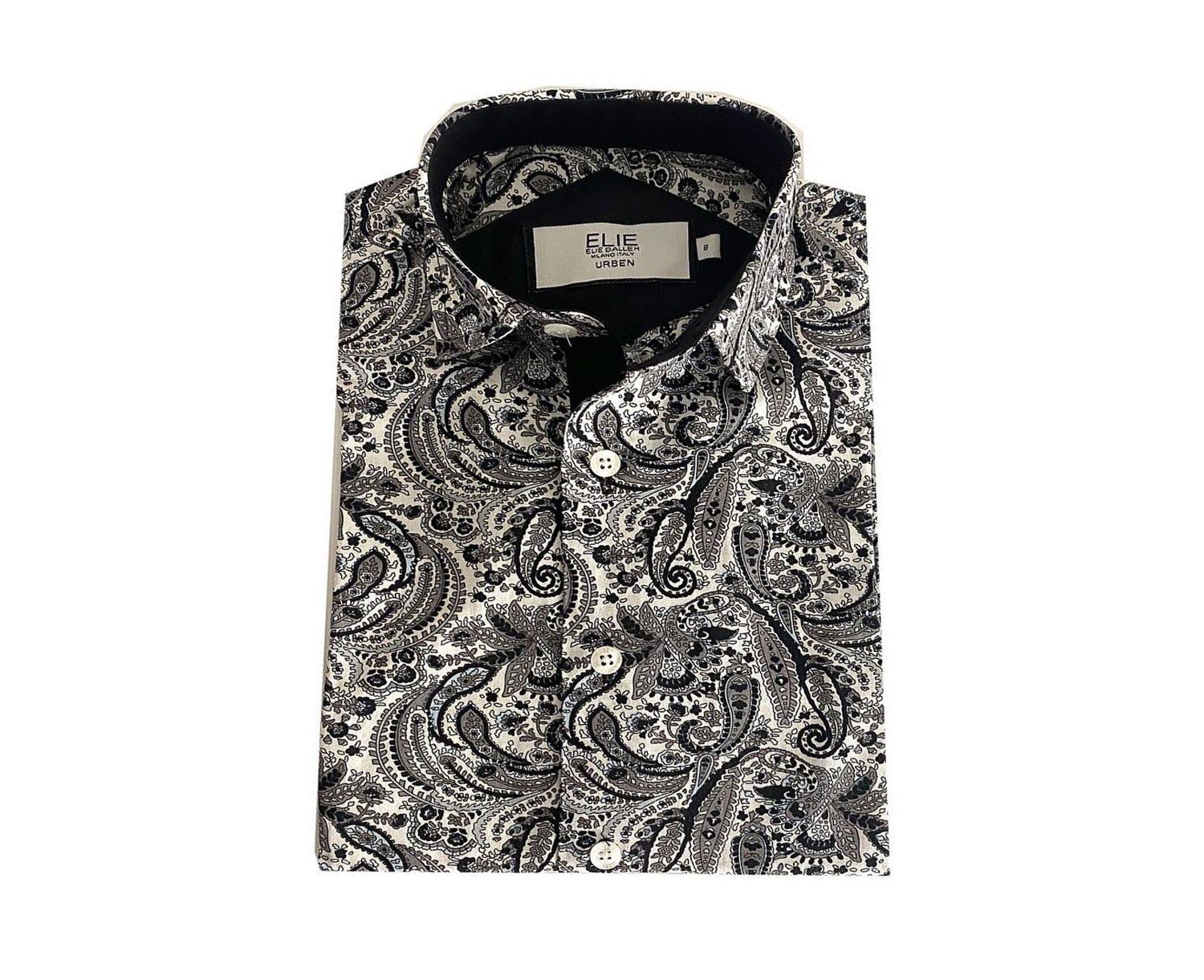 Little Boys Black Paisley Slim Fit Shirt