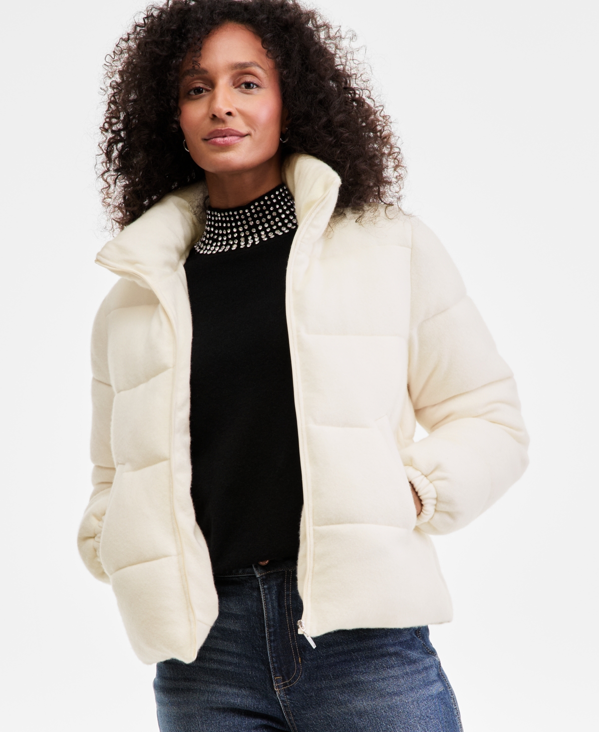 Charter Club Women's Cashmere Puffer Jacket, Macy's Exclusive In White