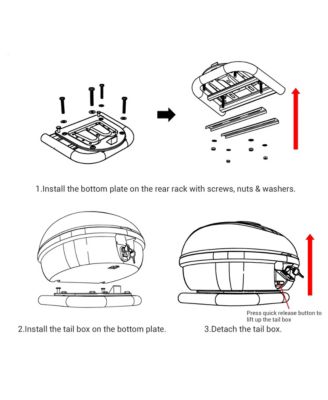  17 5/16" x 14 15/16" x 11"  AHR 35L Motorcycle Tour Tail Box Scooter Trunk Storage Lock Carrier Case for Helmet