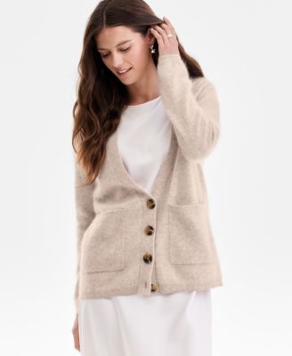 Charter Club - Women's Brushed 100% Cashmere Boyfriend Cardigan