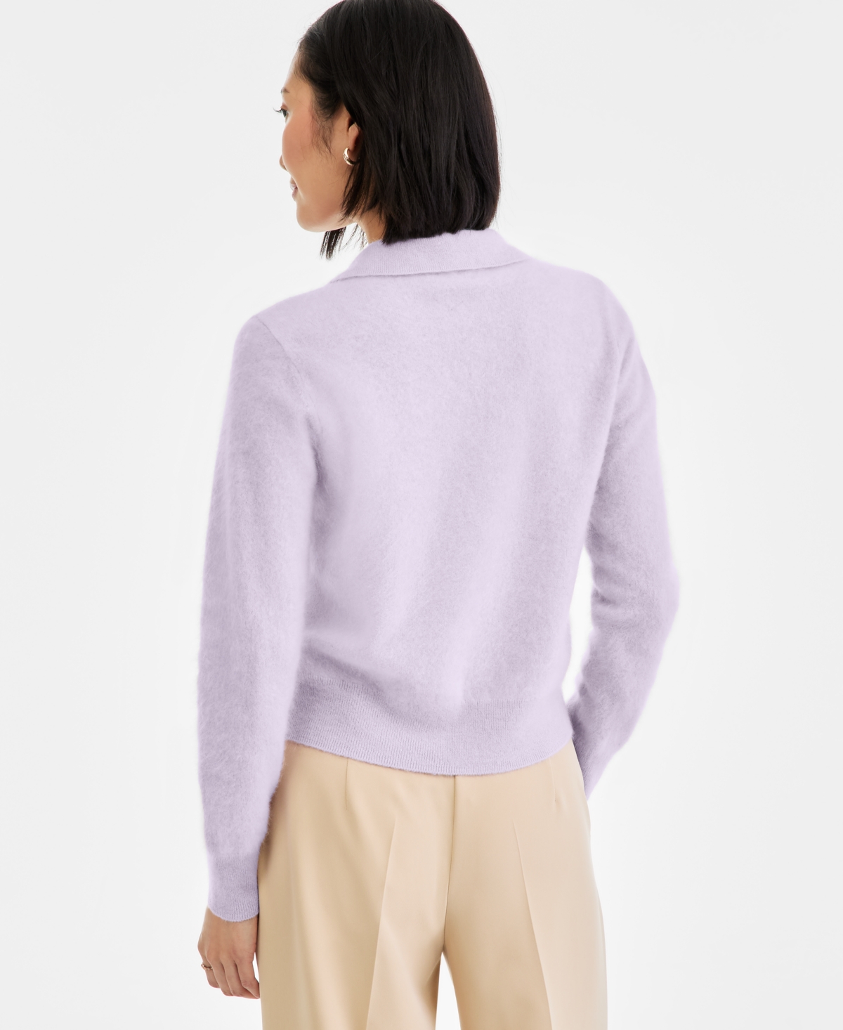 Charter Club Women's Brushed 100% Cashmere Collared Sweater, Macy's Exclusive In Purple