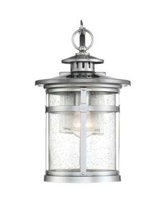 Callaway Modern Industrial Outdoor Wall Light Fixtures Set of 2 Chrome Metal 11 3/4" Clear Seedy Glass for Post Barn