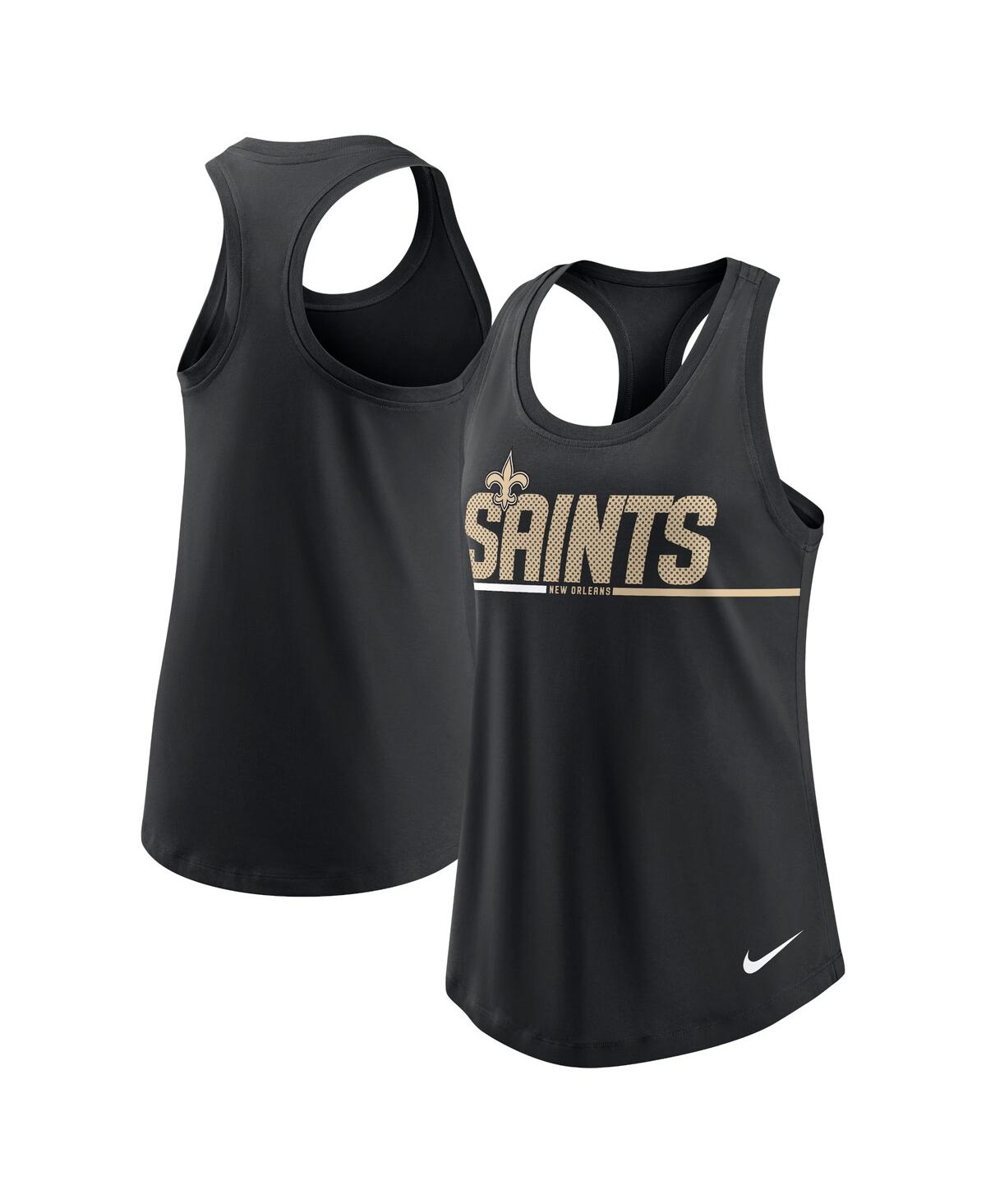 Women's Black New Orleans Saints Team Name City Tri-Blend Racerback Tank Top - Black