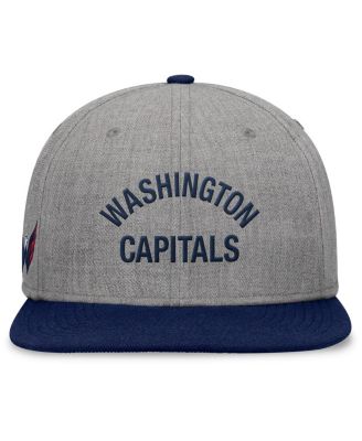 Мужская шляпа Fanatics Heather Grey Washington Capitals Elements с плоскими полями и кожаным ремешком сзади