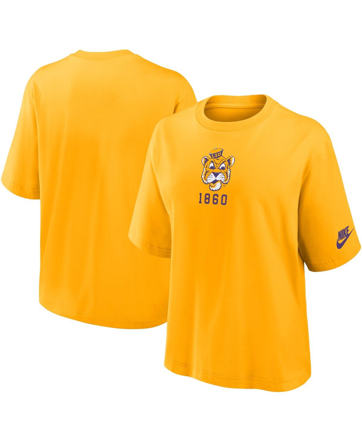 Nike Women's Gold Lsu Tigers Legacy Established Boxy T-shirt In Yellow