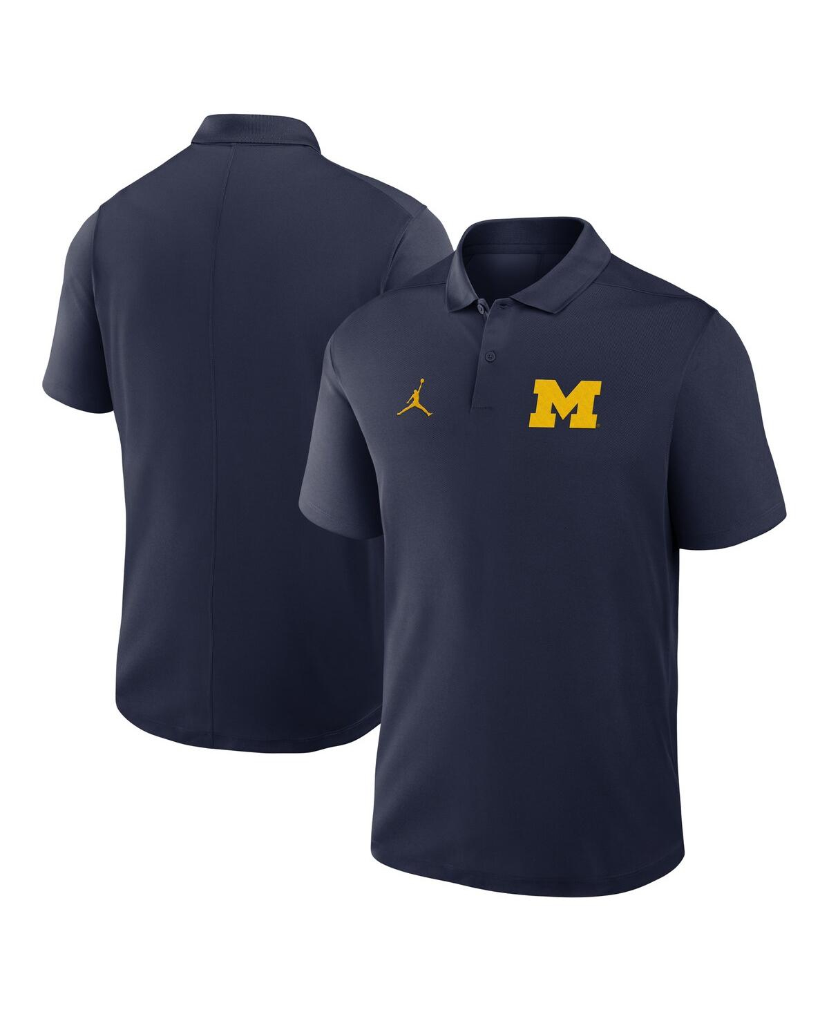 JORDAN MEN'S NAVY MICHIGAN WOLVERINES PRIMETIME VICTORY PRIMARY LOGO PERFORMANCE POLO SHIRT 