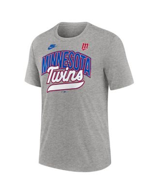 Мужская футболка Nike Heather Gray Minnesota Twins Cooperstown Collection в стиле ретро из трехслойной ткани