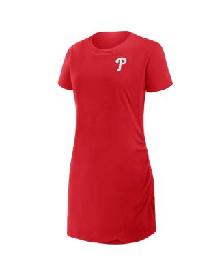 Women's Red Philadelphia Phillies Ruched Drape T-Shirt Dress