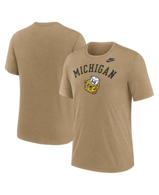 Nike - Men's Heather Light Brown Michigan Wolverines Legacy Arch Tri-Blend T-Shirt