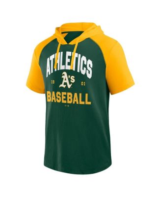 Мужская футболка с капюшоном Fanatics Green Athletics Prime Raglan и коротким рукавом