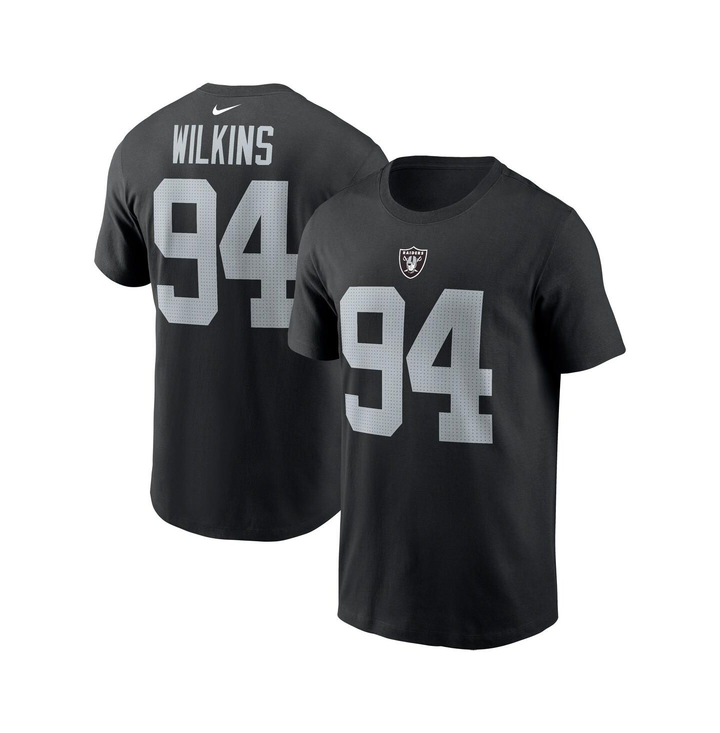 Мужская футболка Nike Christian Wilkins Black Las Vegas Raiders Player Name & Number — фото 1