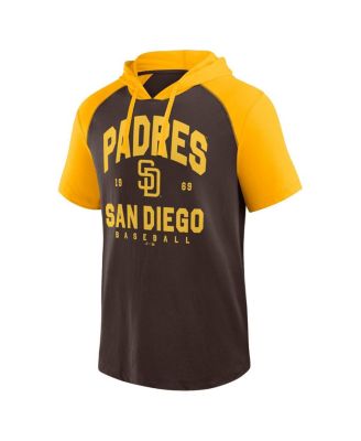 Мужская коричневая футболка с капюшоном Fanatics San Diego Padres Prime Raglan и коротким рукавом