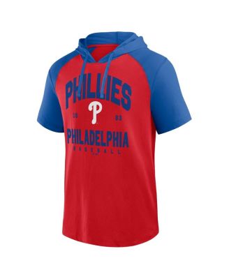 Мужская красная футболка с капюшоном Philadelphia Phillies Prime Raglan с коротким рукавом и капюшоном от Fanatics