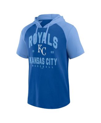 Мужская футболка Fanatics Royal Kansas City Royals Prime с капюшоном Реглан и коротким рукавом