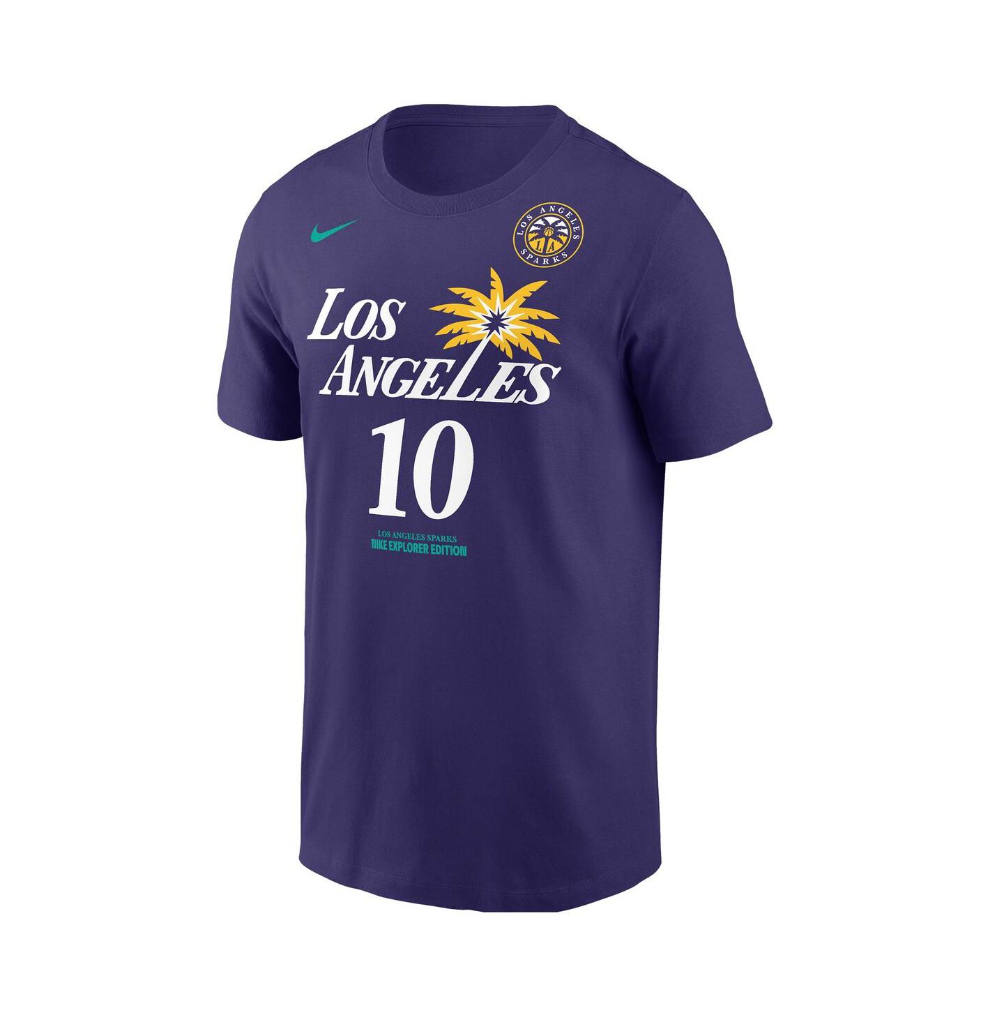 Мужская футболка Nike Kelsey Plum Purple Los Angeles Sparks Explorer Edition Name & Number — фото 2