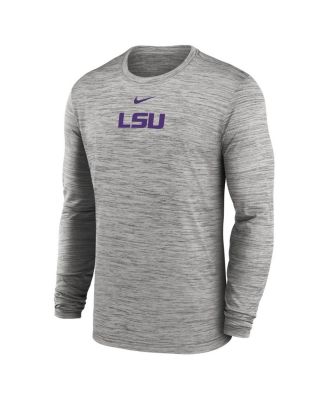 Мужская серая футболка Nike LSU Tigers 2025 Sideline Velocity Performance с длинным рукавом от Nike