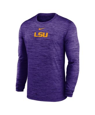 Мужская фиолетовая футболка Nike LSU Tigers 2025 Sideline Velocity Performance с длинным рукавом фиолетового цвета от Nike