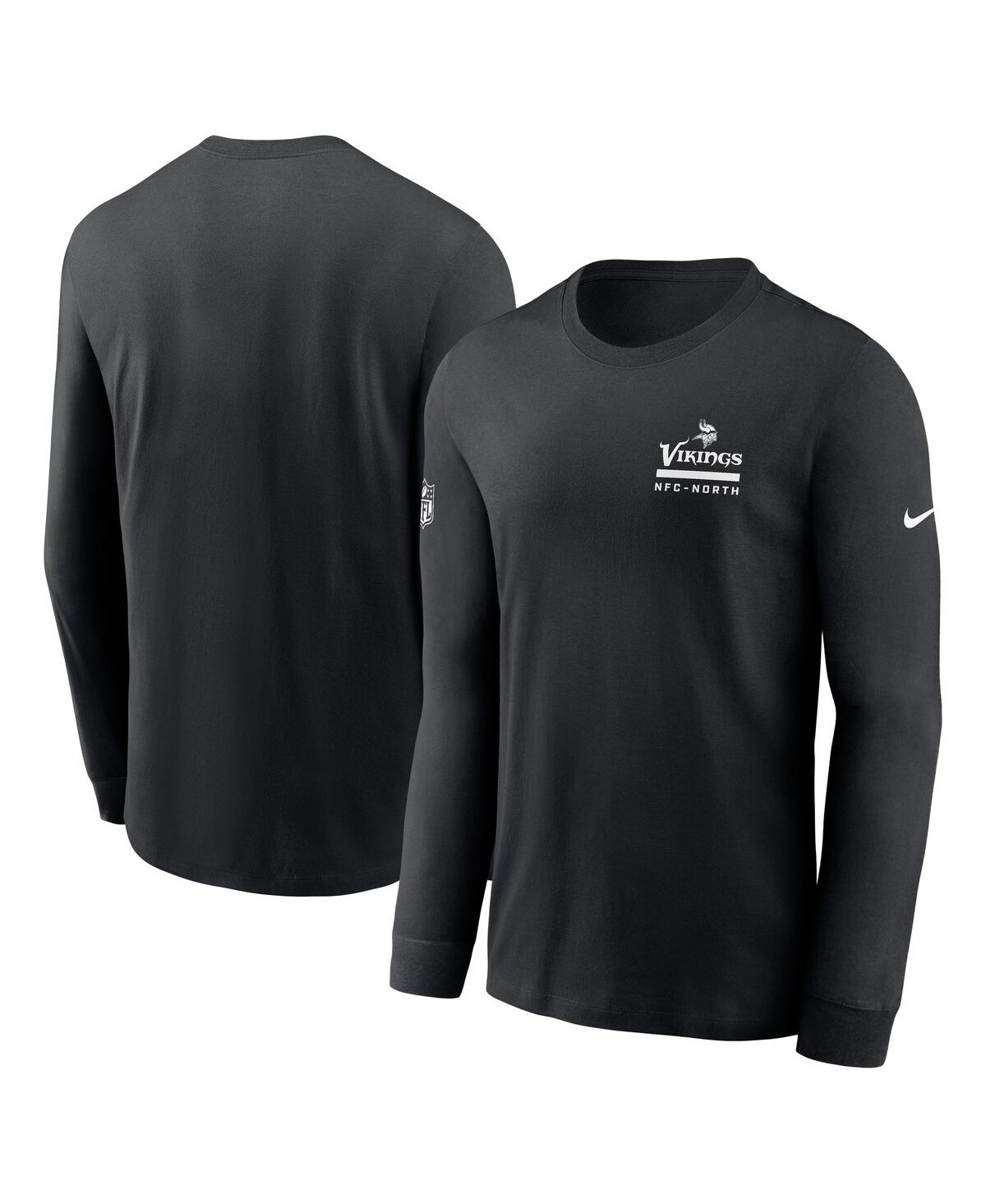 Nike Men's Black Minnesota Vikings Sideline Performance Long Sleeve T-Shirt - Black