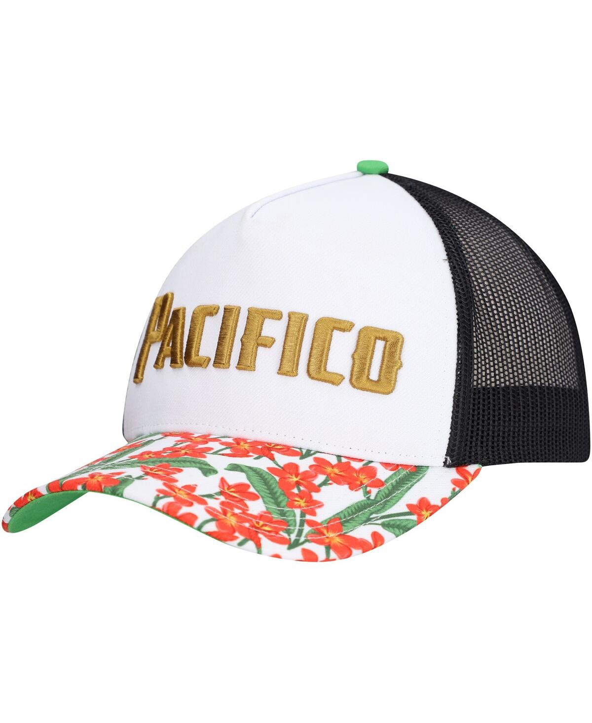 Men's White Pacifico A-Frame Floral Trucker Adjustable Hat - White