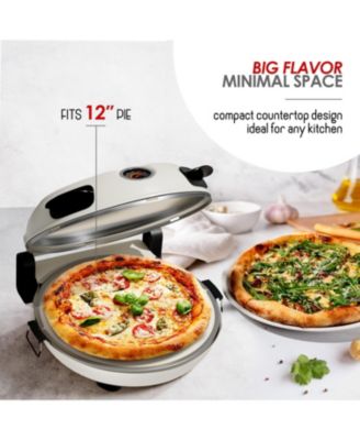 12 Inch Countertop Electric Indoor Stone Pizza Oven - Heats up to 790°F for Crispy Crust