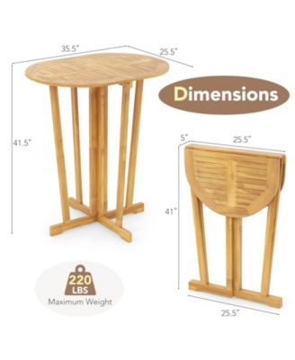 Outdoor Folding Bar Table with Oval Tabletop and Cross Base