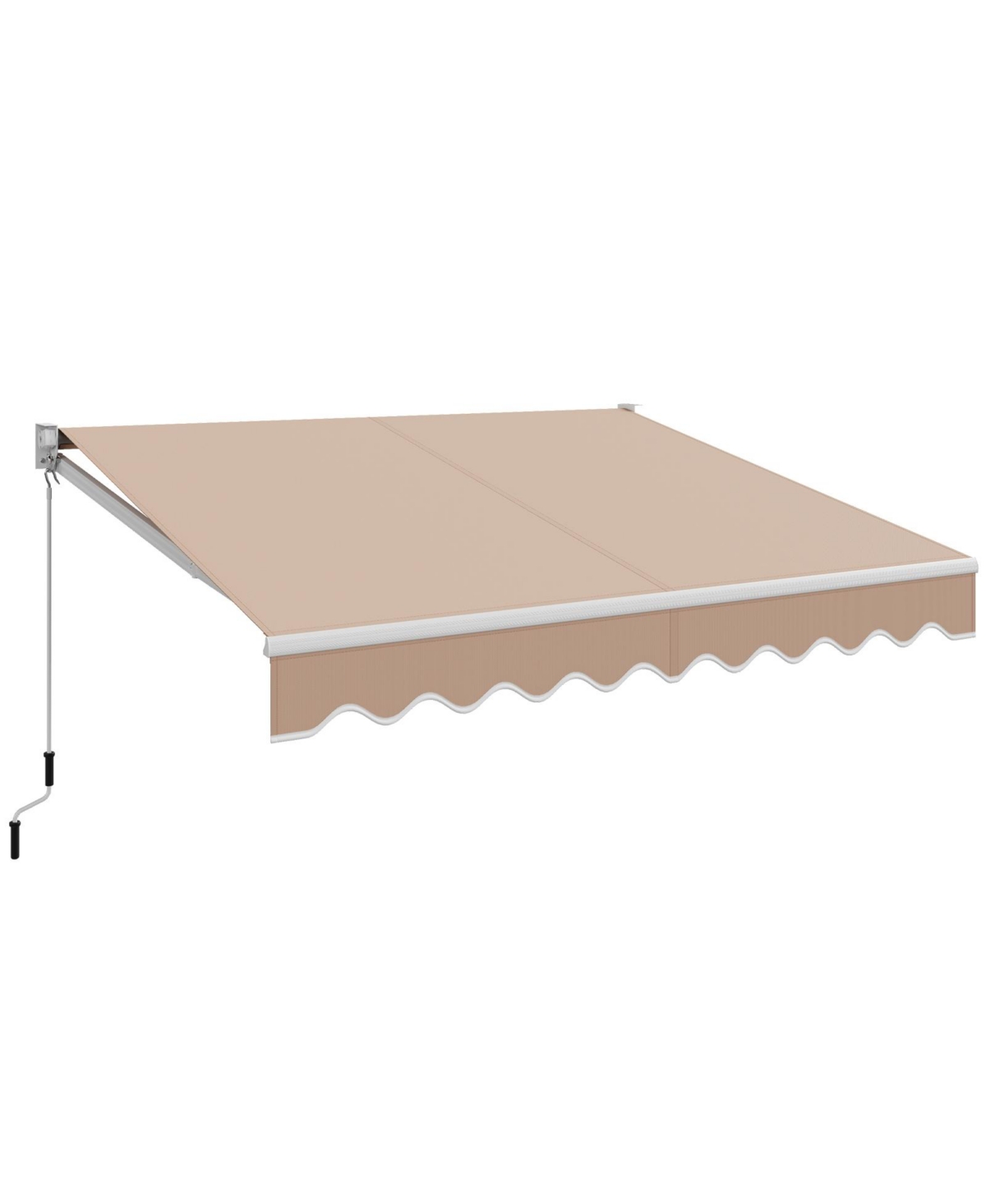 8 x 6.6 Feet Patio Retractable Awning with Manual Crank Handle-Beige - Beige