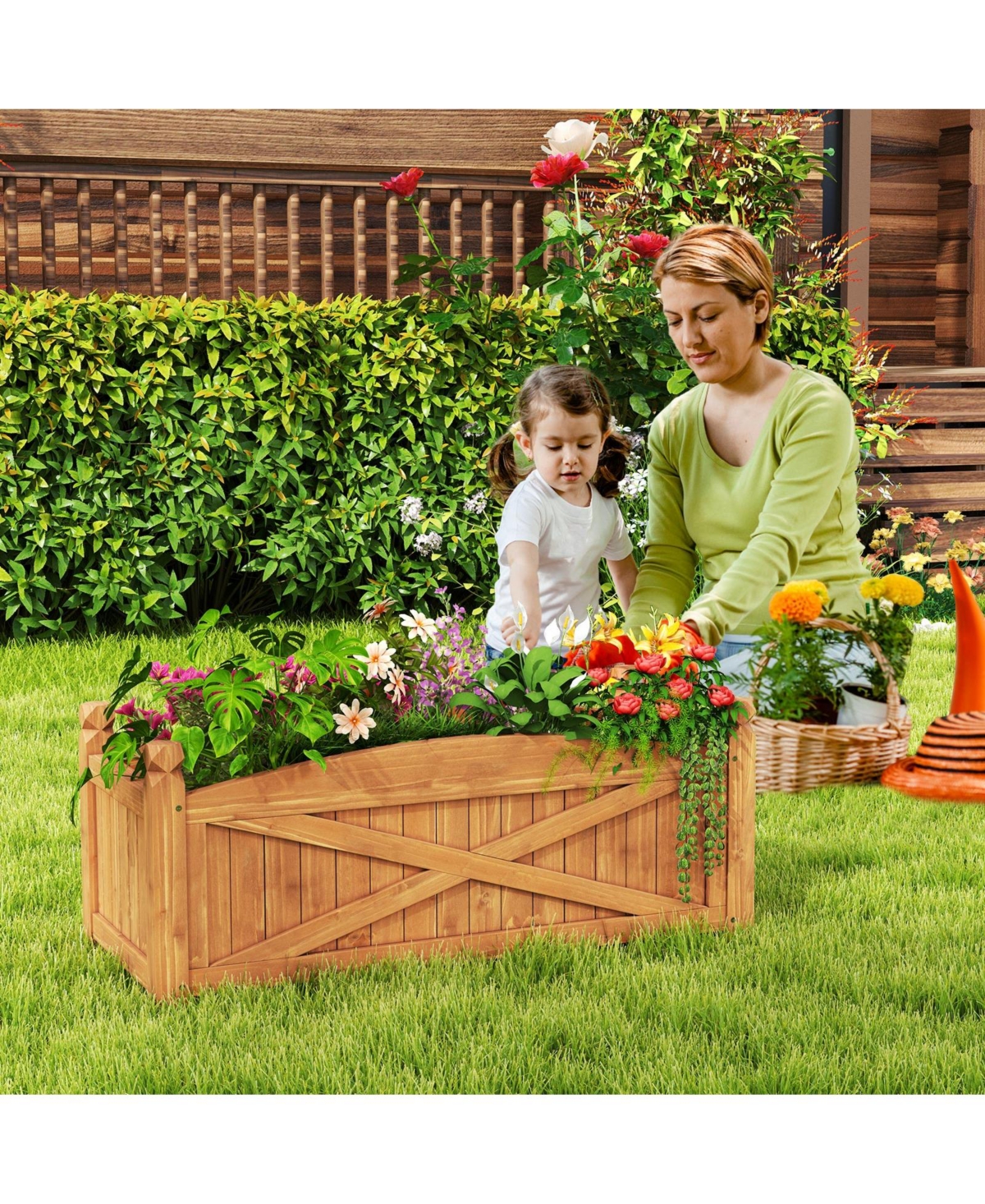 Wooden Raised Garden Bed Drainage Holes for Patio Garden