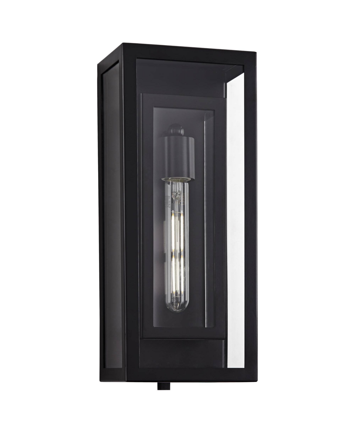 Double Box Modern Industrial Outdoor Wall Light Fixture Black Metal 16 1/2&#x22; Clear Glass for Exterior House Porch Patio Outside Deck Garage Yard F