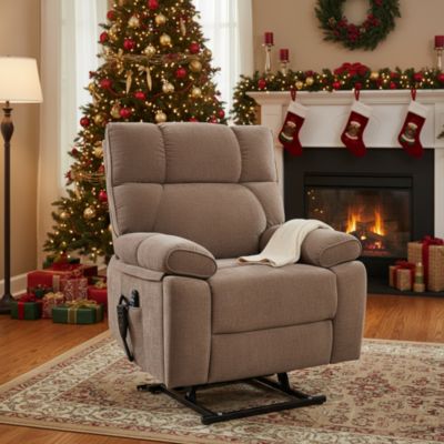 Heat Massage Dual Motor Infinite Position Up to 350 LBS Large Electric Power Lift Recliners with Hidden Cup Holders, Power-Remote