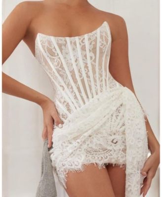 Women's Lace Corset Draped Mini Dress