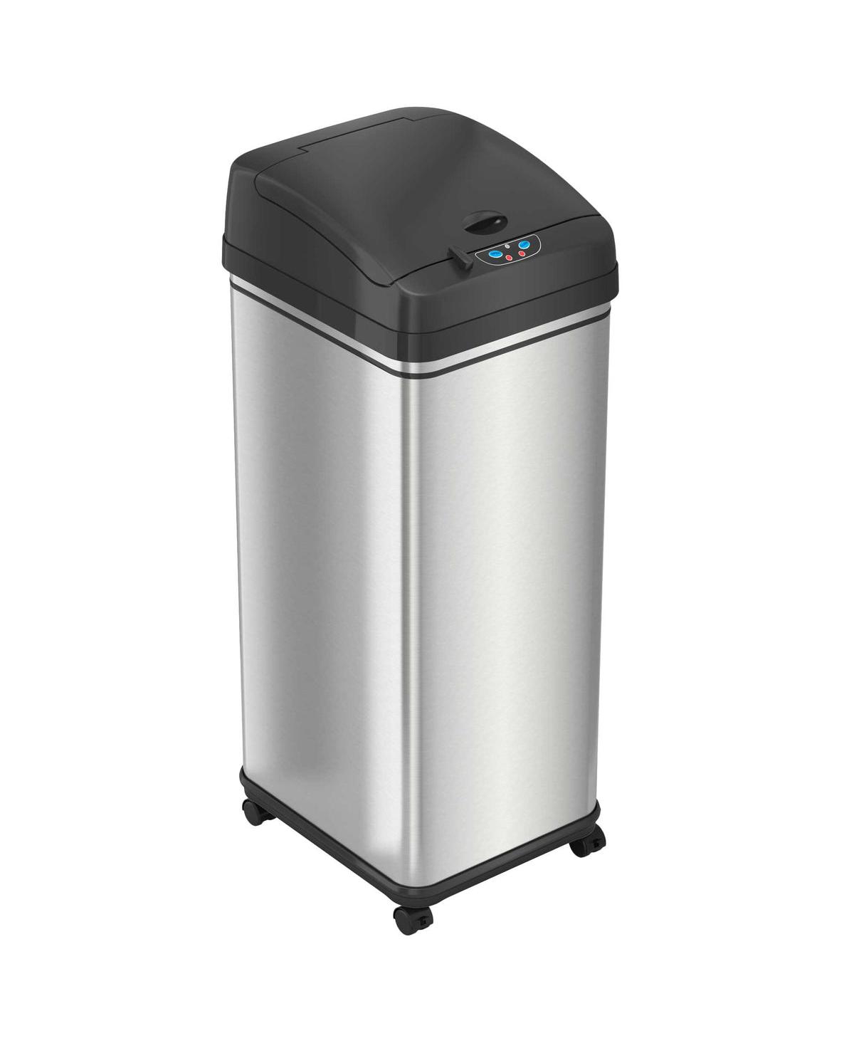 Stainless Steel Sensor Trash Can with Wheels and AbsorbX Odor Filter 13 Gallon Silver - Stainless steel