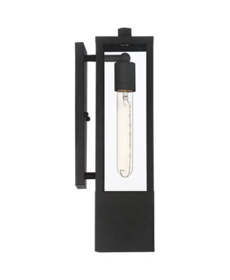 Berk Modern Outdoor Wall Light Fixtures Set of 2 Textured Black Gold Metal 16" Clear Glass for Post Exterior Barn