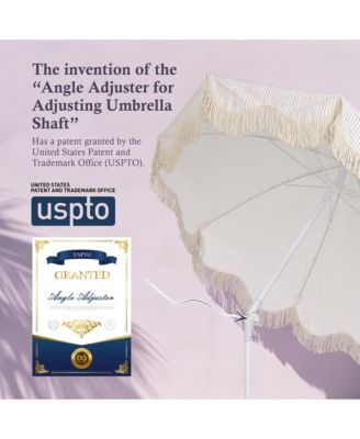 LAGarde 3 Pack 6Ft Fringe Patio Umbrella with Push Button Tilt Carry Bag UV30+ Outdoor Yard Lawn Yard Party Purple Stripe