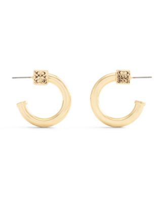 Gold Signature Quilted Cube Chubby Hoop Earrings