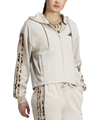 Women's Animal-Print 3-Stripe French Terry Zip Hoodie