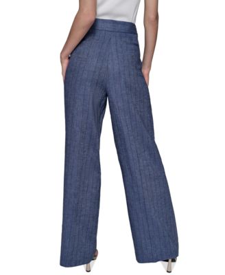 Women's Pinstriped Wide-Leg Pants